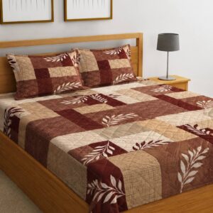 PREMIUM BROWN & BEIGE FLORAL PATCHWORK BEDSHEET