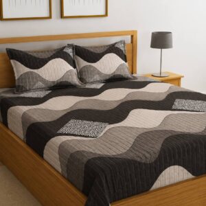 ELEGANT GREY & BLACK WAVE PATTERN BEDSHEET