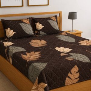 MIDNIGHT AUTUMN LEAF QUILTED BEDSHEET
